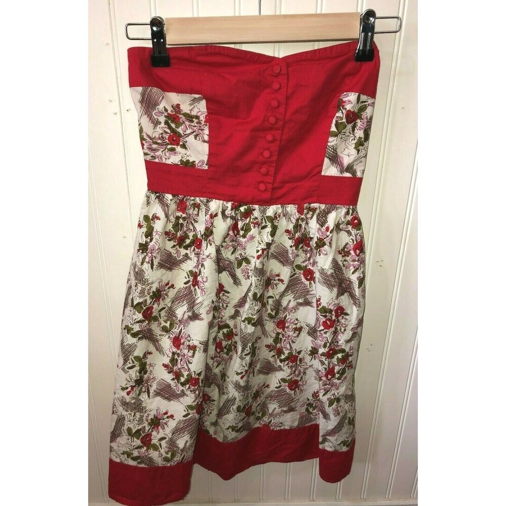 Kimchi Blue Urban Outfitters Dress Strapless Mini Small Red Floral